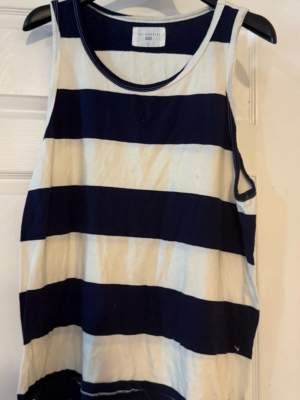 Los Angeles Apparel Navy and Cream Striped Tank
